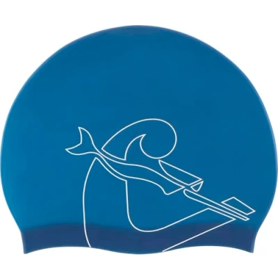Image of Cressi Eddie Swim Cap Unisex Swimming Cap, Blue/White, One Size