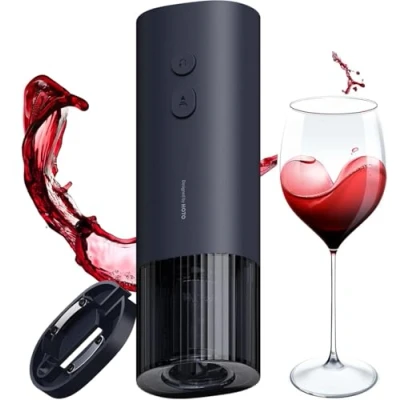 Image of HOTO Electric Bottle Opener, Automatic Corkscrew, Battery Powered Wine Puller with Foil Cutter, Uncorks +170 Bottles, 10s Instant Opening, Ideal for Home/Kitchen/Party/Bar, Excluding