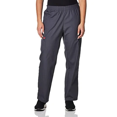 Image of Dickies EDS Signature Scrubs for Women, Elastic Waist Pull On Cargo Pants Women in Soft Brushed Poplin 86106, Pewter, S Petite