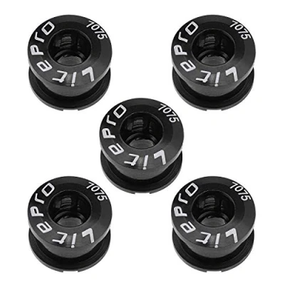Image of the Lord of Tools 5pcs M8 MTB Single Chainring Bolts Kit Black Aluminum Alloy Chainwheel &amp; Nuts Cycling Disc Screws For Road Bike Mountain