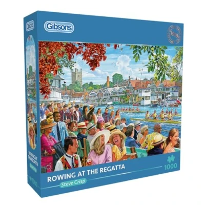 Image of Rowing at the Regatta 1000 Piece Jigsaw Puzzle Nostalgic Sustainable for Adults Premium 100% Recycled Board Great Gift Gibsons Games