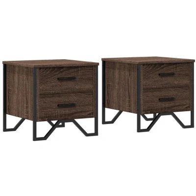 Image of vidaXL Bedside Cabinets 2 pcs Brown Oak 40x41x40 cm Engineered Wood