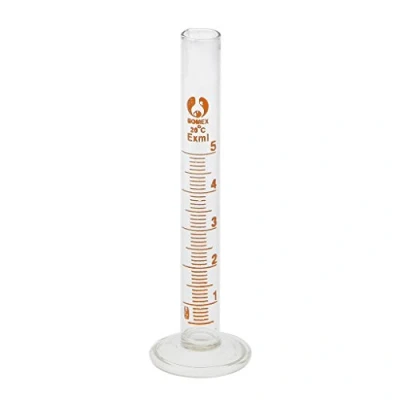 Image of 5 50ml Glass Measuring Cylinder Chemistry Lab Measure Graduated Professional Test Tube 5ml