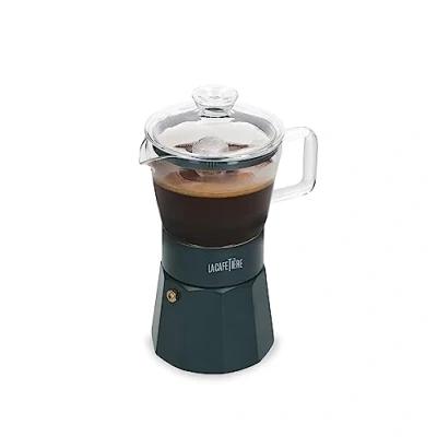 Image of La Cafetiere Glass Espresso Maker 6 Cup Green
