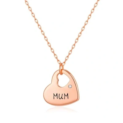 Image of Philip Jones Rose Gold Plated Mum Heart Necklace Created with Zircondia® Crystals