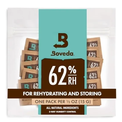 Image of Boveda 62% Two Way Humidity Control Packs for Storing ½ oz Size 4 10 Pack Moisture Absorbers Small Storage Containers Humidifier Hydration Packets in Resealable Bag