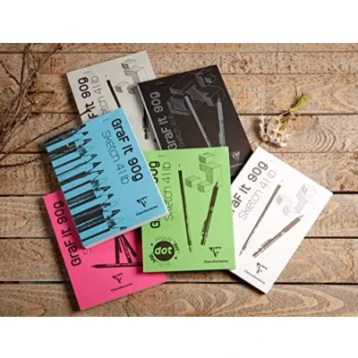 Image of Clairefontaine 96670C Graf&#039;It Stapled Pad 80 Sheets Plain Sketch Drawing Paper Detachable A5 14.8x21 cm 90g White Cover Pack of 10 Pads