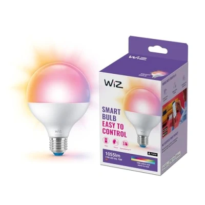 Image of WiZ Smart Colour Bulb, G95, E27, Dynamic Scenes, Connected WiFi Works with Alexa, Google Assistant &amp; HomeKit, App Control for Home Lighting, Bedroom