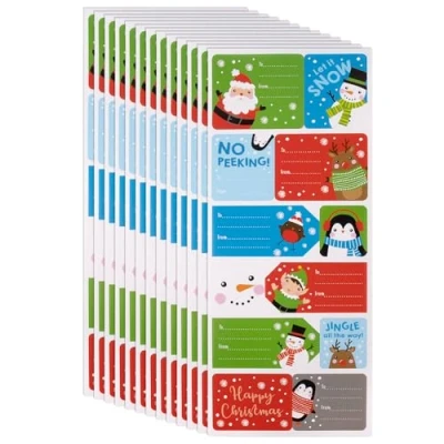 Image of 120pcs Christmas Gift Labels Self Adhesive Xmas Stickers, Sticky Tags for Presents, Easy to Write on Surface, Label Stickers Cards, Envelopes