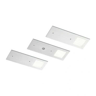 Image of Arcchio LED under cabinet lamps Nortra, set of 3, grey, aluminium