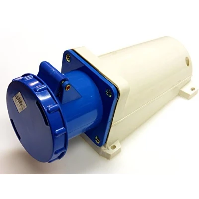 Image of 63 amp 3 pin Socket Wall/Surface Mount 220V 250V IP67 2P+E Waterproof Blue Single Phase 63A