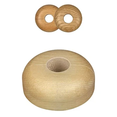 Image of 10 Pieces Pipe Covers, Solid Wood, for diameters: 15mm, 19mm, 22mm; Radiator Collars/Heating Rings/Surrounds/Roses, Real Wood: Maple, Beech, Oak, (19mm, Maple)
