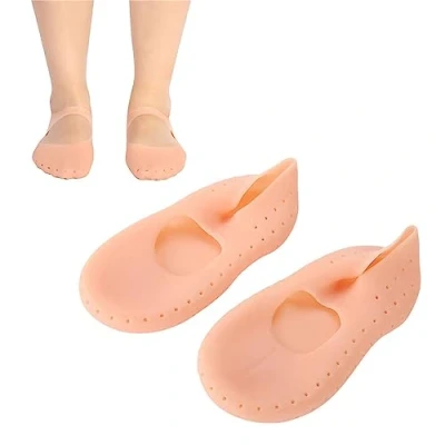 Image of 1 Pair Silicone Gel Moisturizing Socks Relieve Plantar Fasciitis Pain Heel Foot Anti Cracking Protector Care Tool Prevention (S Skin)