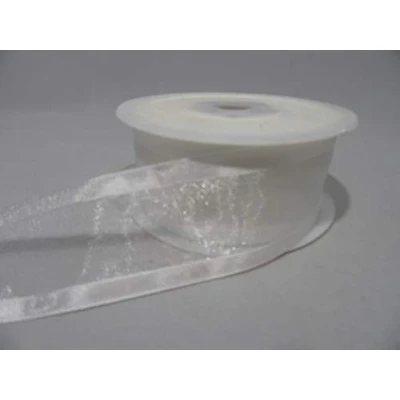 Image of 2 metres x 40mm Edged Organza Ribbon White Double Sided Satin Edge Sheer 40 mm 4cm