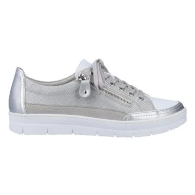 Image of Remonte Ladies Casual Lace Up/Zip Fastening Shoes with Removable Insoles D5826 90 Silver/Platinum Synthetic UK Size 6.5 EU 40 US 8.5