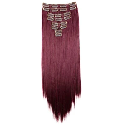 Image of CAISHA XL 24&quot; 7 Pieces Set CLIP IN EXTENSIONS Hairpiece Straight Burgundy CE27