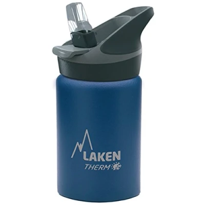 Image of Laken Thermo Kids Vacuum Insulated Stainless Steel Leak Sports Water Bottle with Jannu Straw Cap, 12 Oz, Blue