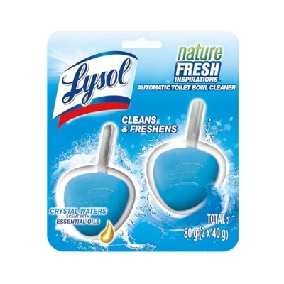 Image of Lysol Automatic In The Bowl Toilet Cleaner, Cleans and Freshens Bowl, Ocean Fresh Scent, 2 Count (Pack of 1)