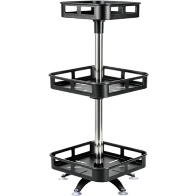 Image of FEFE 360 Rotating Spice Rack Lazy Susan Condiments Organizer, Turntable For Pantry Cabinet Cupboards Countertop Storage Kitchen Black (3 Tier, Square)