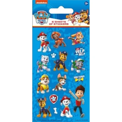 Image of Paper Projects 01.70.15.046 Paw Patrol Blue Party Size Sticker Pack (6 Sheets), 12.5cm x 7.5cm
