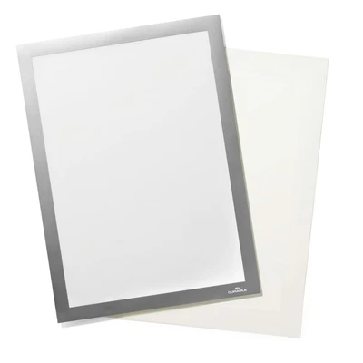 Image of Durable 496823 Duraframe Grip, Hook and Look Magnetic Display Frame, A4 Silver, Pack of 1