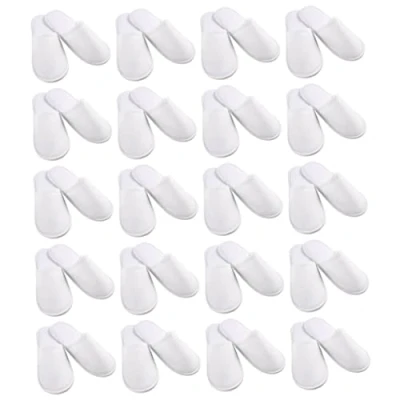 Image of Liummrcy Disposable Slippers, 20 Pairs Plush Hotel Guest Spa Slippers,Disposable Slippers,Hotel Slippers,Slippers,Women&#039;S Slippers,Room Slipper For Women And Men(Size 37 42, White)