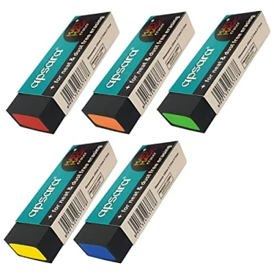 Image of Comfy Erasers, Black, Pack of 5, Large, Soft Rubber Pencil Erasers Multipack, Perfect for School Office Home Everyday Use, iZOFAX Black Ball Pen