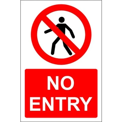 Image of No entry Safety sign 3mm Aluminium 300mm x 200mm