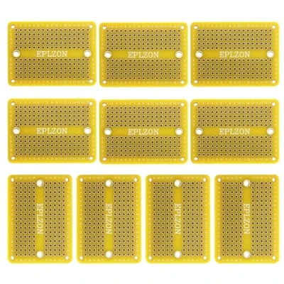 Image of EPLZON Solderable Breadboard Mini PCB Board Gold Plated Solder for DIY Electronics Projects Apply to Soldering 2.0&quot;x1.5&quot;(Pack of 10 Pcs,YELLOW)