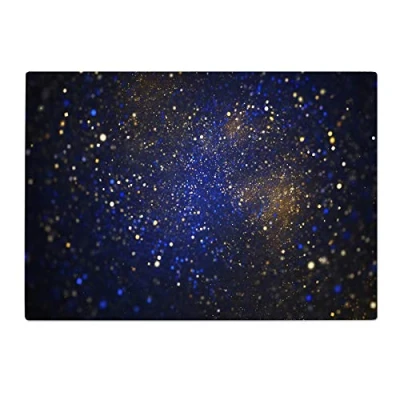 Image of Glass Chopping Board Worktop Saver Kitchen Surface Heat Protector Navy Blue Yellow