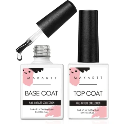 Image of Makartt No Wipe Base and Top Coat Kit 2pcs 10ml Soak Off Nail Gel Polish Manicure Pedicure Set