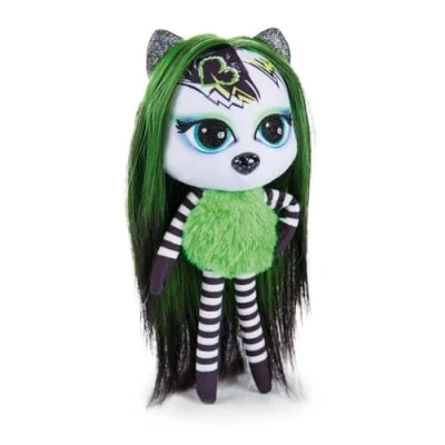Image of NICI 47506 Pixidoos Bami 20 cm, Giftbox incl. Tattoo Set for Kids, Comb &amp; Friendship Bracelet Dolls with Colourful Hair Cuddly Toys to Cuddle, Play, Style Collect, Green/Black