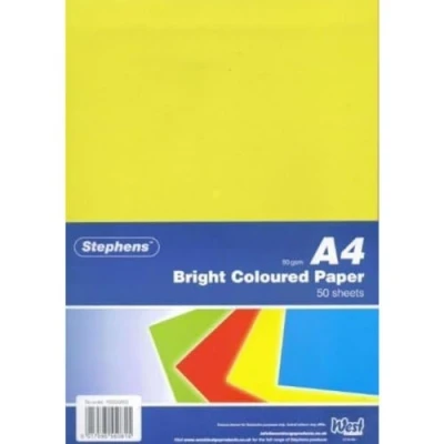 Image of Stephens Bright Coloured Paper A4 80gsm 50 Sheets, Great For Printing, Photocopying, Card Making, Decoupage, And Scrapbook Designs, Perfect Cardboard Base Craft Projects, Essential Stationery Item