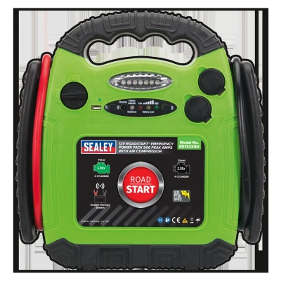 Image of Sealey RoadStart® Emergency Jump Starter with Air Compressor 12V 900 Peak Amps