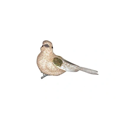 Image of Gisela Graham Gold Glitter Clip on Bird Christmas Decoration