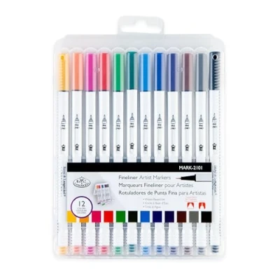 Image of Royal &amp; Langnickel 12pc Fineliner Artist Markers with Case
