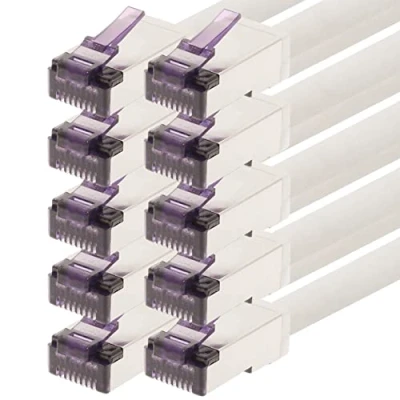 Image of 1aTTack.de 0.25 m CAT6a Superflex Ethernet Gigabit LAN Network Cable RJ45 CAT6 A Patch 10000 Mbit s SFTP PIMF 500 MHz White Pack of 10