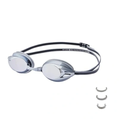 Image of Amazon Basics Unisex Adult Swimming Goggles, One Size, Mirrored Silver