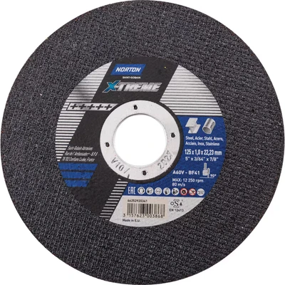 Image of Norton Saint Gobain 125x1.0x22.23mm Nor Xtreme Cutting Disc A60V Type 41