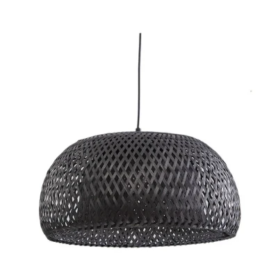 Image of Lindby pendant light Eskil, black, bamboo, Ø 46.5 cm
