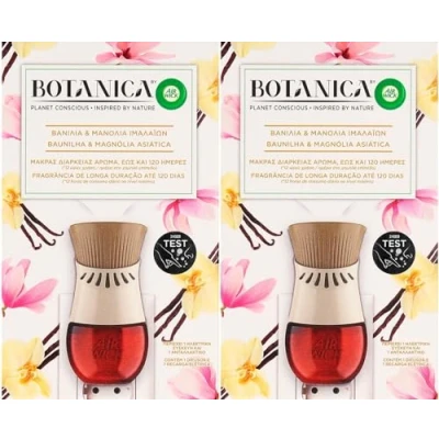 Image of 2 x Air Wick Botanica Electrical Plug In Diffuser (UK pin) &amp; Refill Vanilla Asian Magnolia