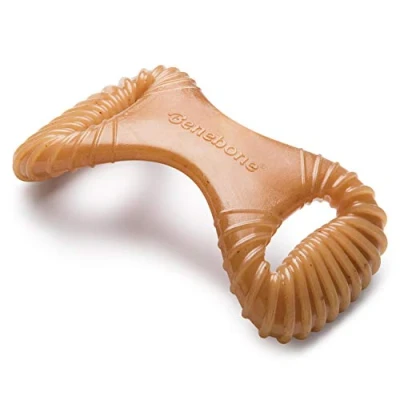 Image of Benebone Indestructible Dental Dog Chew Toy For Aggressive Chewers, Long Lasting Tough Boredom Breaker Dogs, Real Chicken Flavour, Medium Made in the USA.