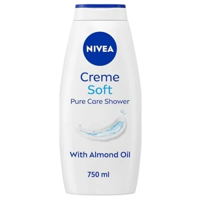 Image of NIVEA Care Shower Creme Soft (750ml) Caring Body Cream Enriched with Almond Oil, Moisturising Gel Wash, Skin Moisturiser Mild Scent
