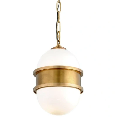 Image of Broomley 1 Light Pendant Vintage Brass, Glass