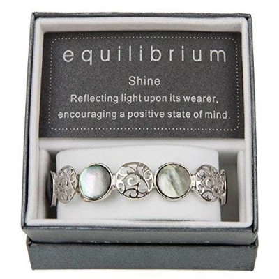 Image of Filigree &amp; Pearl Shell Circles Elasticated Bracelet EQUILIBRIUM RANGE