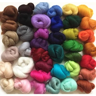 Image of Molten Designs 40 Colour Pack of Merino Wool Tops for Needle/Wet Felting Approx 120 GMS