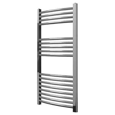 Image of Greened House Chrome Curved Heated Towel Rail 500mm wide x 1000mm high Central Heating Radiator