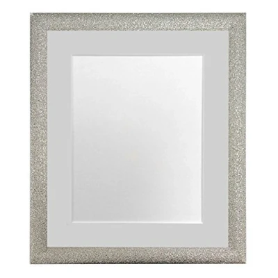 Image of FRAMES BY POST Glitz Champagne Silver Picture Photo Frame with Light Grey Mount A3 Image Size A4 Plastic Glass