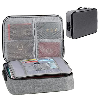 Image of Fireproof Document Bag with Lock, File Storage Organizer Bag, Waterproof Safe Large Capacity for Home Office Travel Important Passport Certificates Legal Documents