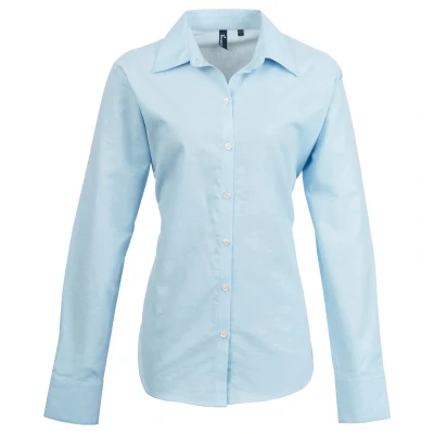 Image of Premier Womens/Ladies Signature Pearlised Oxford Long Sleeved Shirt (Light Blue) Size 18 UK